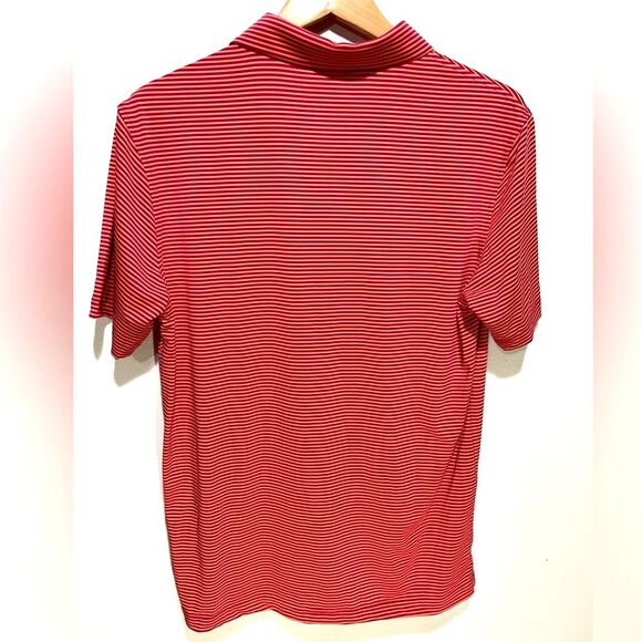 Michel Rouen performance polo shirt summer sports golf orange Stripes men M New - Picture 2 of 6